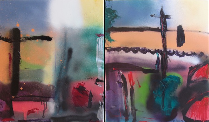 Abstract town scap  diptych