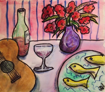 still life with guitar and fish sm